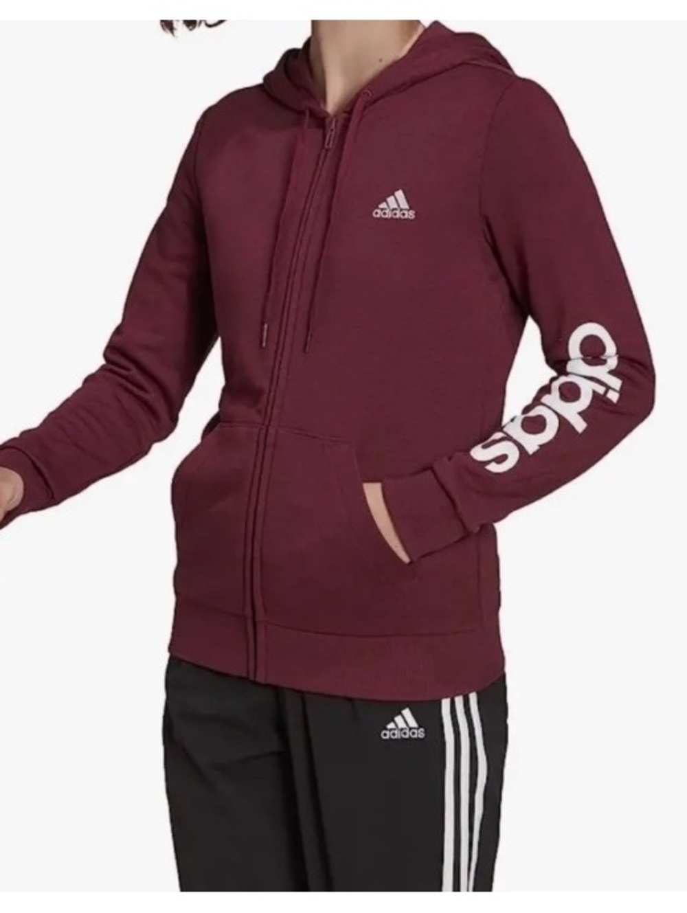 Adidas Linear Logo Victory Crimson Multi-Sport Track Hoodie